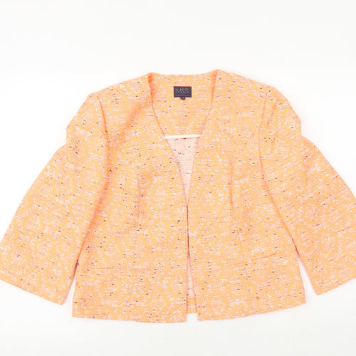 Marks and Spencer Womens Orange Geometric Jacket Blazer Size 12