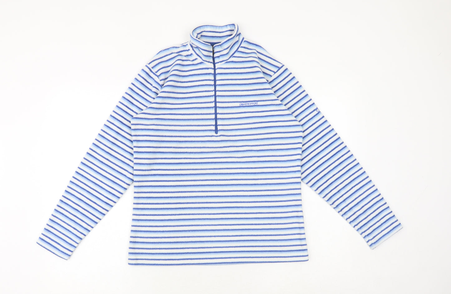 Craghoppers Womens Blue Striped Polyester Pullover Sweatshirt Size 10 Zip