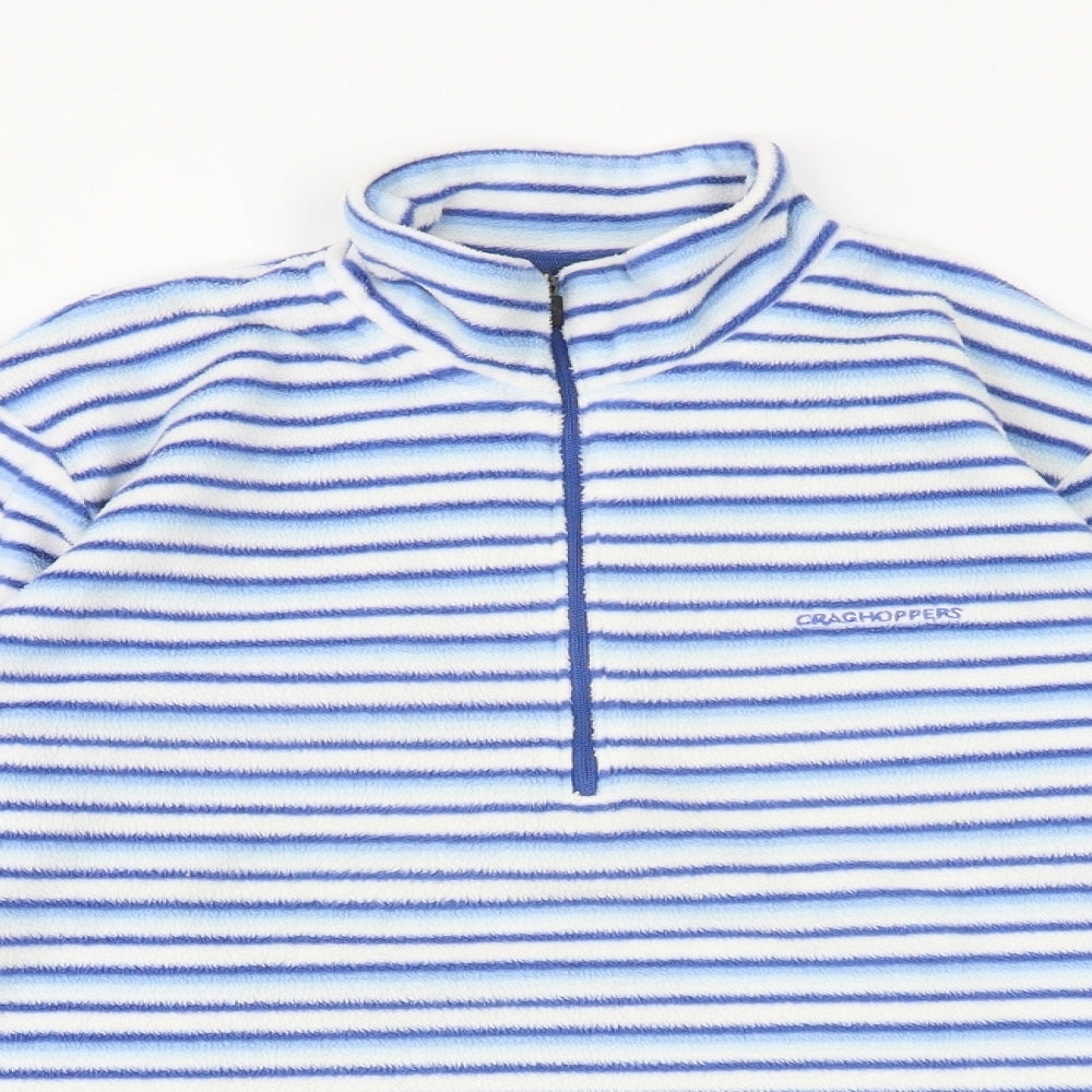 Craghoppers Womens Blue Striped Polyester Pullover Sweatshirt Size 10 Zip