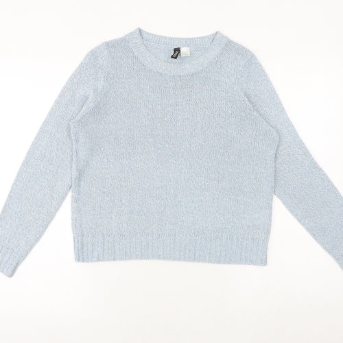 H&M Womens Blue Round Neck Acrylic Pullover Jumper Size S