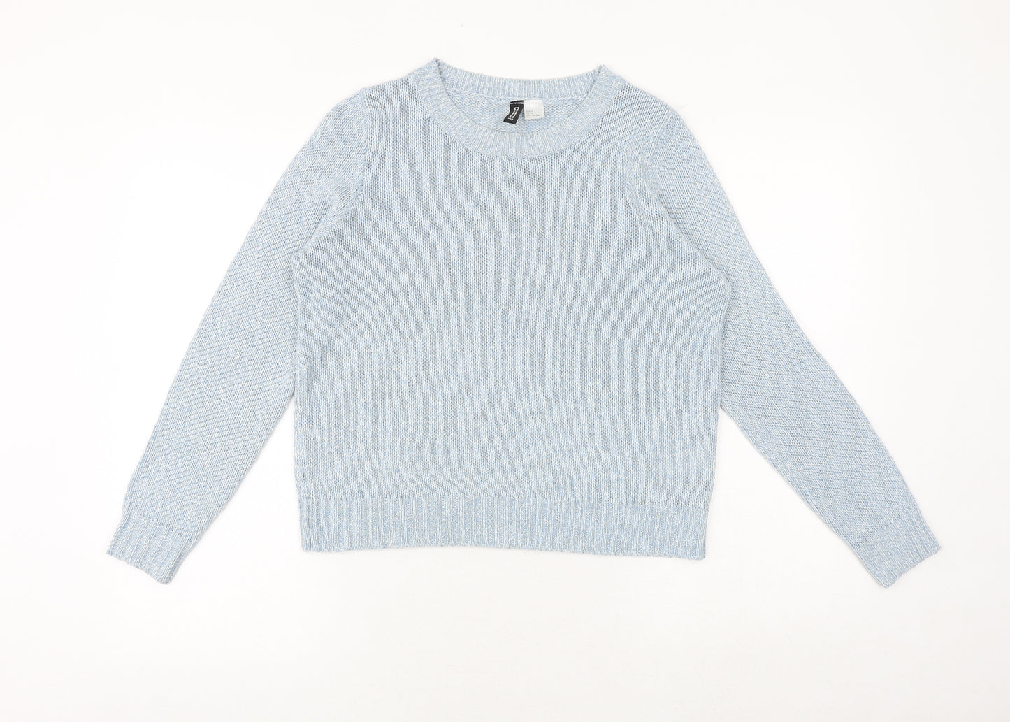 H&M Womens Blue Round Neck Acrylic Pullover Jumper Size S