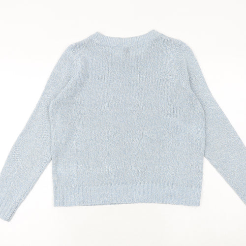 H&M Womens Blue Round Neck Acrylic Pullover Jumper Size S