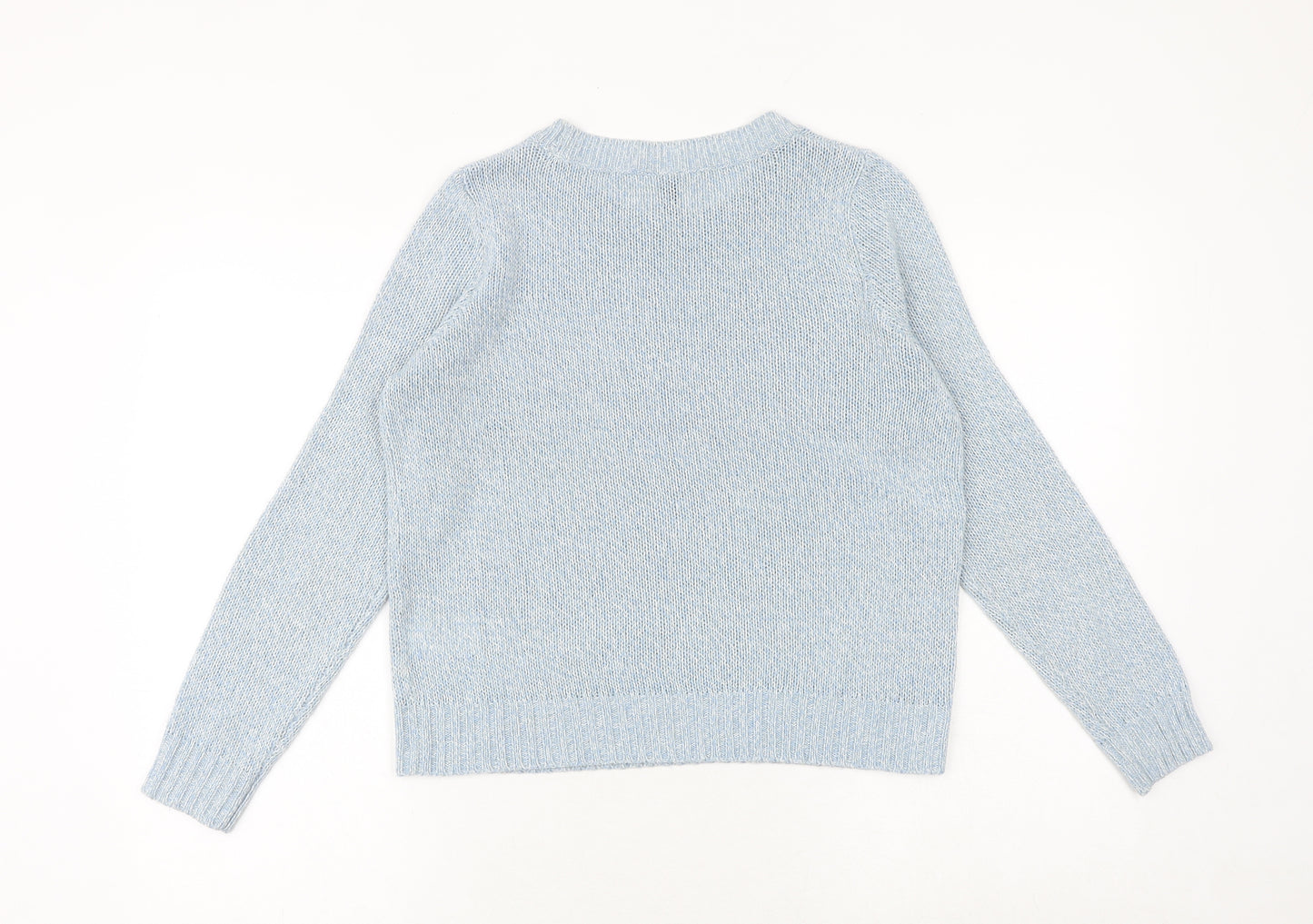 H&M Womens Blue Round Neck Acrylic Pullover Jumper Size S
