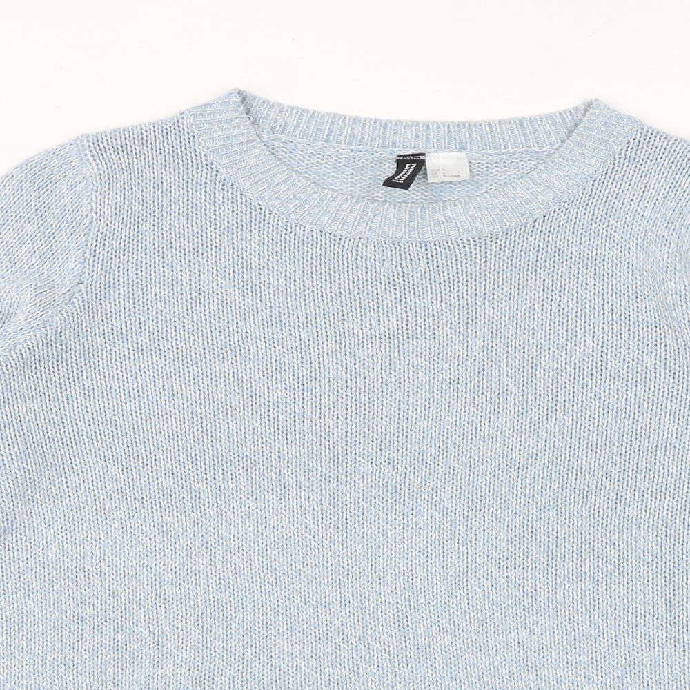H&M Womens Blue Round Neck Acrylic Pullover Jumper Size S