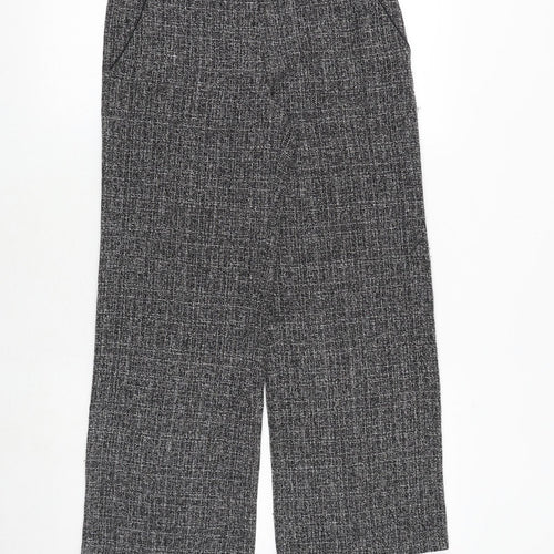 M&Co Womens Grey Geometric Polyester Trousers Size 8 Regular Zip