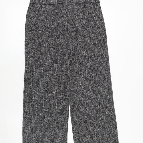 M&Co Womens Grey Geometric Polyester Trousers Size 8 Regular Zip
