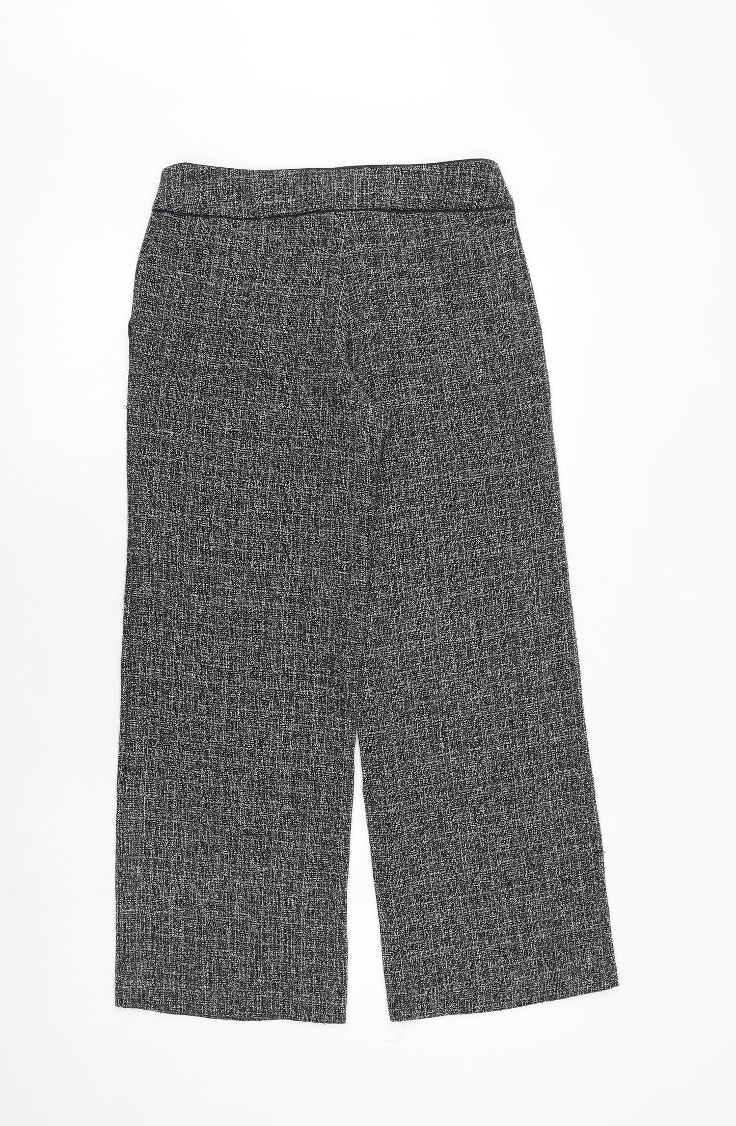 M&Co Womens Grey Geometric Polyester Trousers Size 8 Regular Zip