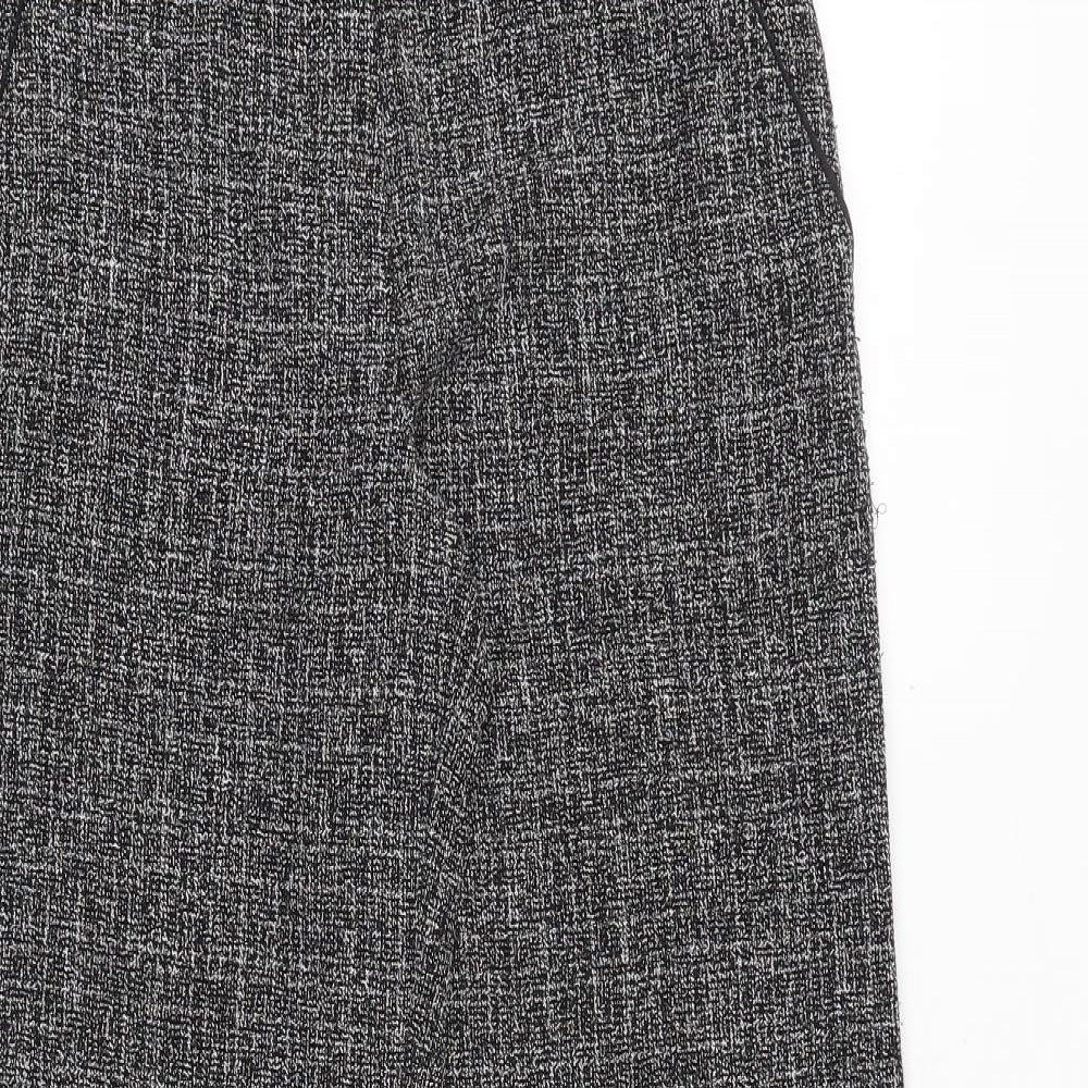 M&Co Womens Grey Geometric Polyester Trousers Size 8 Regular Zip