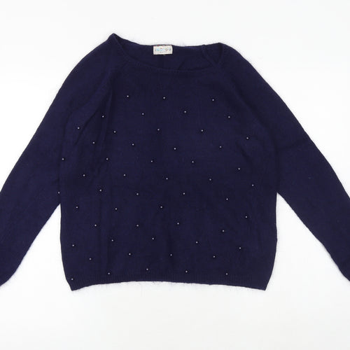 Marks and Spencer Womens Blue Boat Neck Polyamide Pullover Jumper Size 10