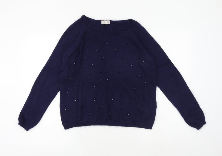 Marks and Spencer Womens Blue Boat Neck Polyamide Pullover Jumper Size 10