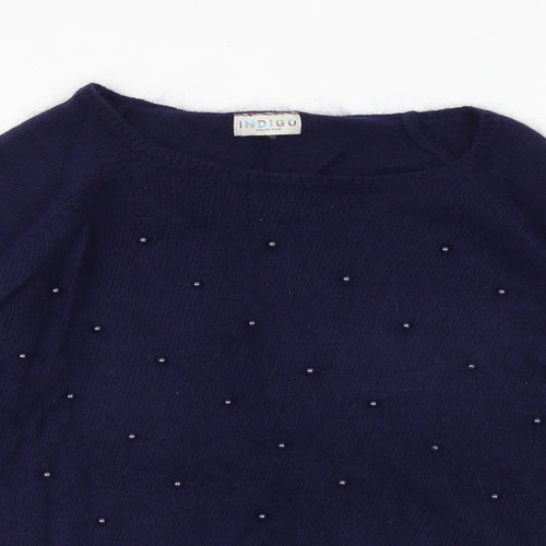 Marks and Spencer Womens Blue Boat Neck Polyamide Pullover Jumper Size 10