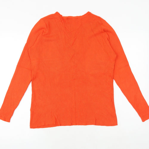 Marks and Spencer Womens Orange V-Neck Viscose Pullover Jumper Size 18