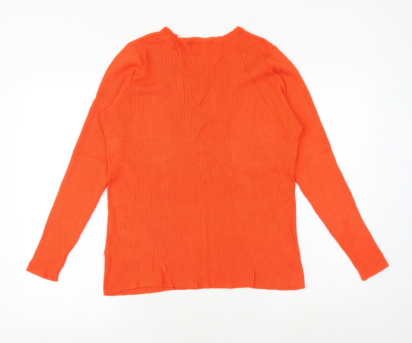 Marks and Spencer Womens Orange V-Neck Viscose Pullover Jumper Size 18