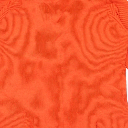 Marks and Spencer Womens Orange V-Neck Viscose Pullover Jumper Size 18