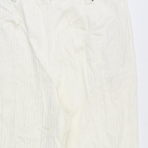 Marks and Spencer Womens Ivory Striped Cotton Trousers Size 22 Regular Zip