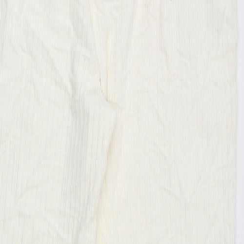Marks and Spencer Womens Ivory Striped Cotton Trousers Size 22 Regular Zip