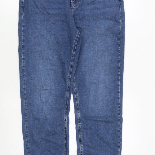 Marks and Spencer Womens Blue Cotton Straight Jeans Size 12 Regular Zip