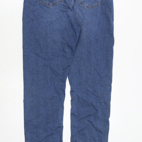 Marks and Spencer Womens Blue Cotton Straight Jeans Size 12 Regular Zip