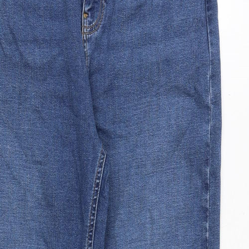 Marks and Spencer Womens Blue Cotton Straight Jeans Size 12 Regular Zip