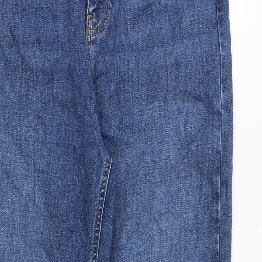 Marks and Spencer Womens Blue Cotton Straight Jeans Size 12 Regular Zip