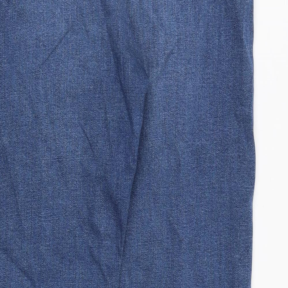 Marks and Spencer Womens Blue Cotton Straight Jeans Size 12 Regular Zip