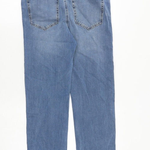 Marks and Spencer Womens Blue Cotton Straight Jeans Size 30 in Regular Zip