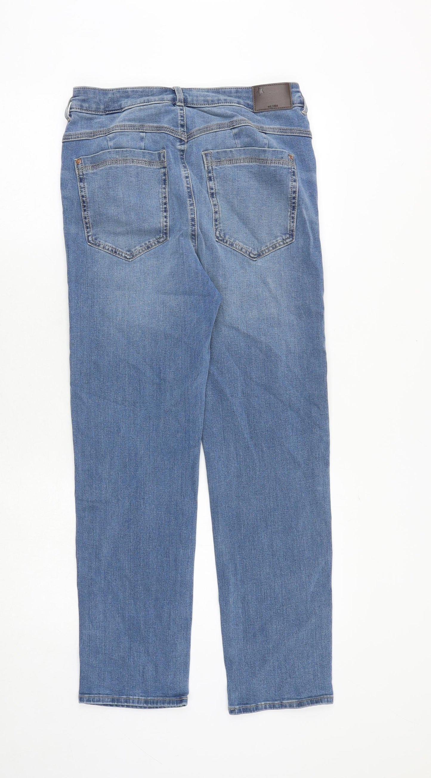 Marks and Spencer Womens Blue Cotton Straight Jeans Size 30 in Regular Zip