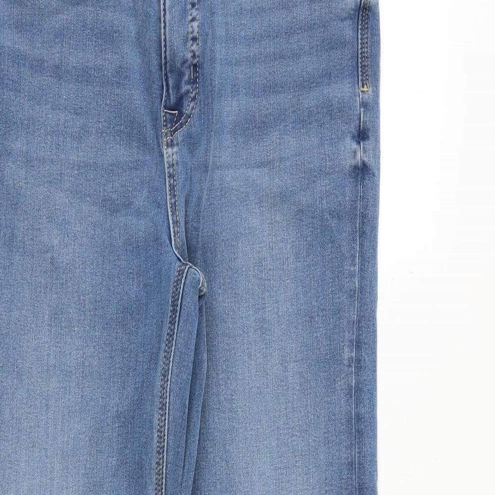 Marks and Spencer Womens Blue Cotton Straight Jeans Size 30 in Regular Zip