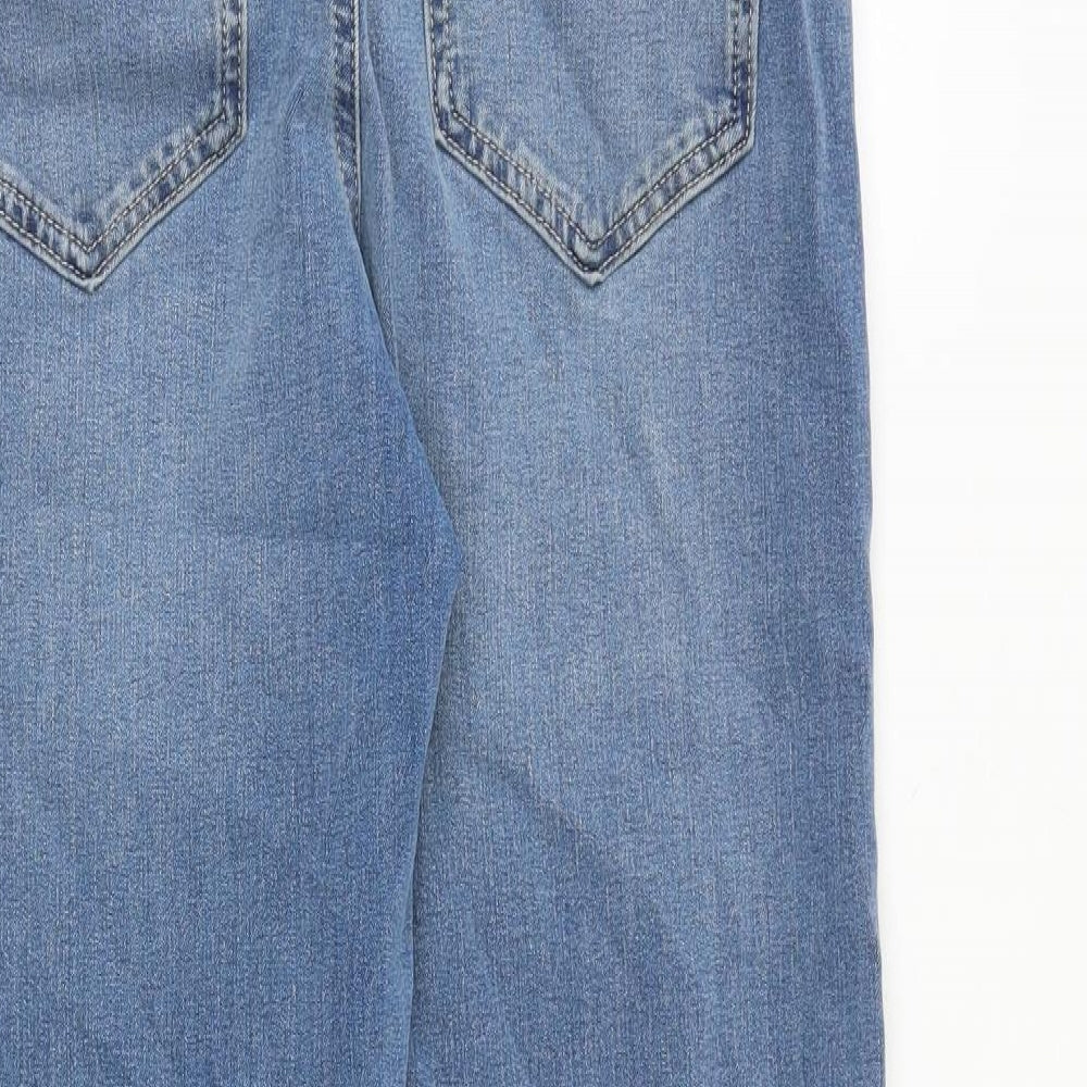 Marks and Spencer Womens Blue Cotton Straight Jeans Size 30 in Regular Zip