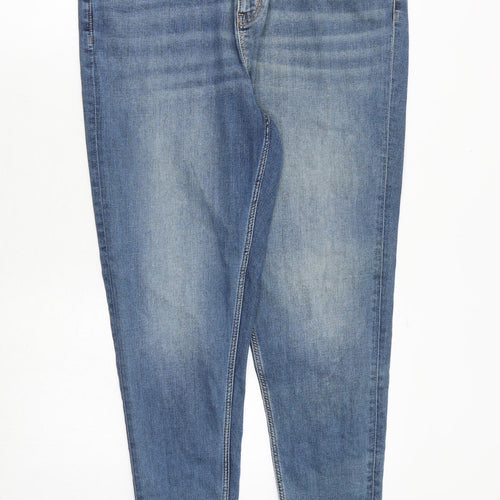 Marks and Spencer Womens Blue Cotton Skinny Jeans Size 18 Regular Zip