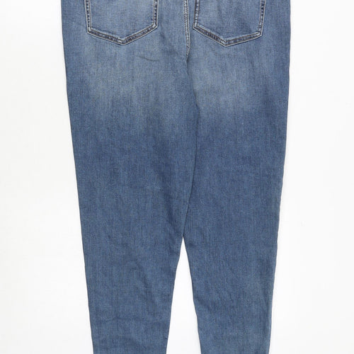 Marks and Spencer Womens Blue Cotton Skinny Jeans Size 18 Regular Zip