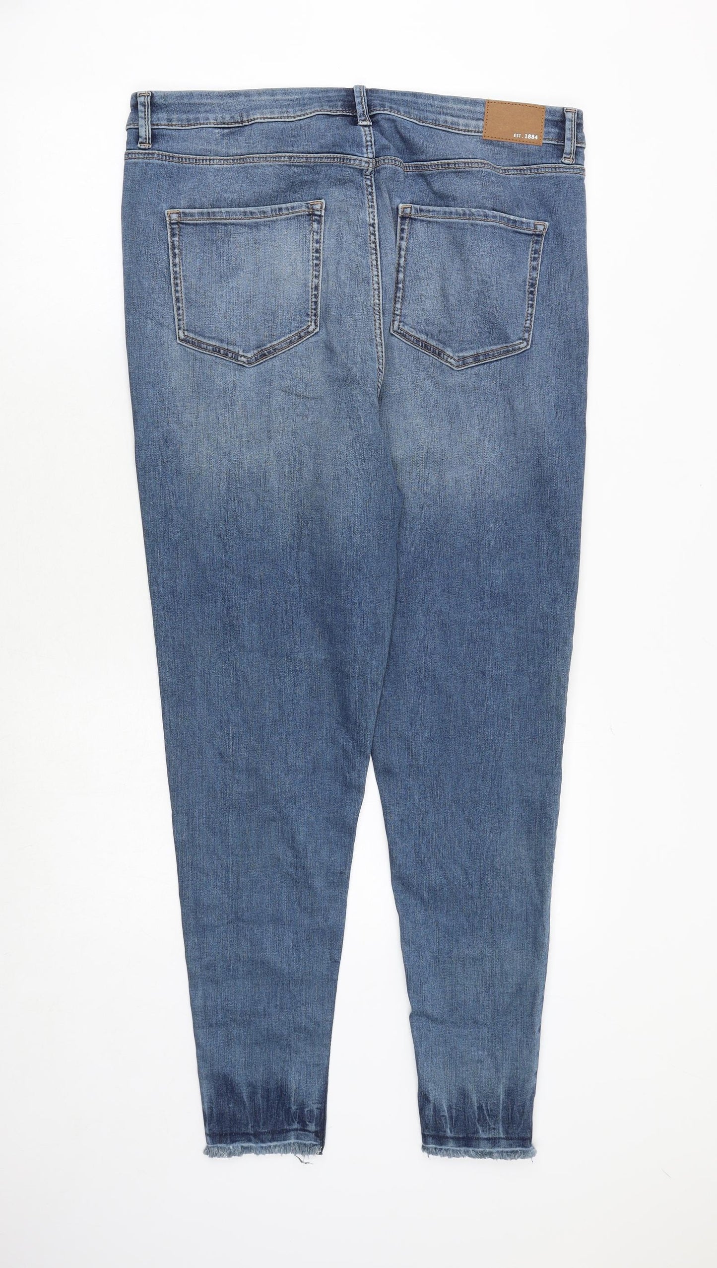 Marks and Spencer Womens Blue Cotton Skinny Jeans Size 18 Regular Zip