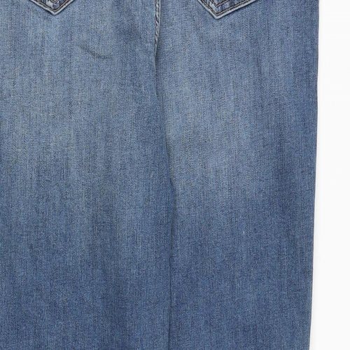 Marks and Spencer Womens Blue Cotton Skinny Jeans Size 18 Regular Zip