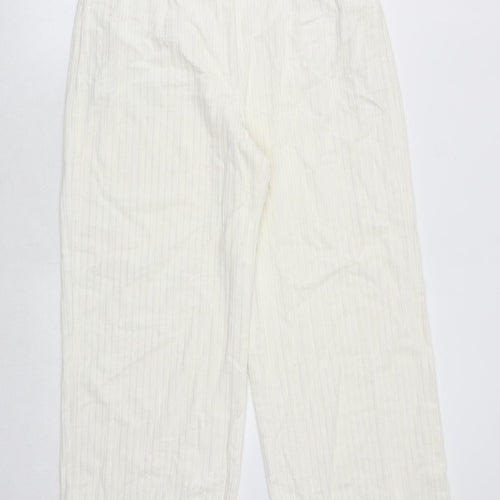 Marks and Spencer Womens Ivory Cotton Trousers Size 16 Regular Zip