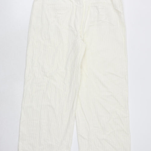 Marks and Spencer Womens Ivory Cotton Trousers Size 16 Regular Zip