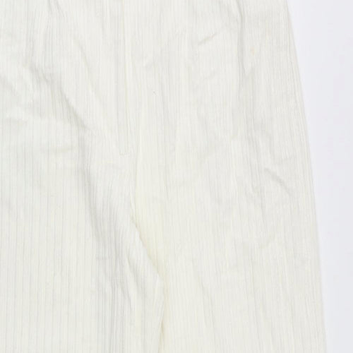 Marks and Spencer Womens Ivory Cotton Trousers Size 16 Regular Zip