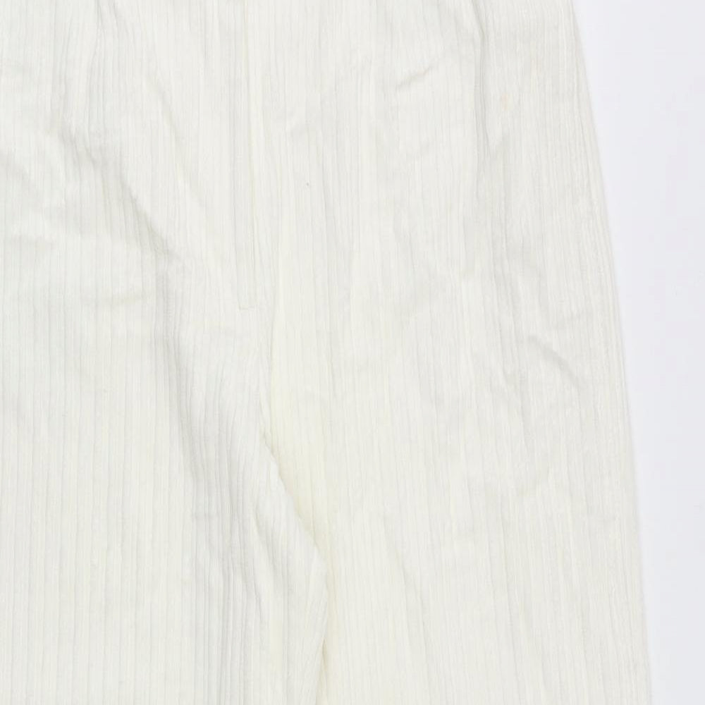 Marks and Spencer Womens Ivory Cotton Trousers Size 16 Regular Zip