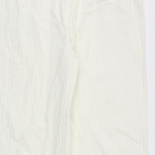 Marks and Spencer Womens Ivory Cotton Trousers Size 16 Regular Zip