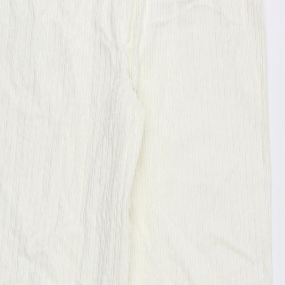 Marks and Spencer Womens Ivory Cotton Trousers Size 16 Regular Zip