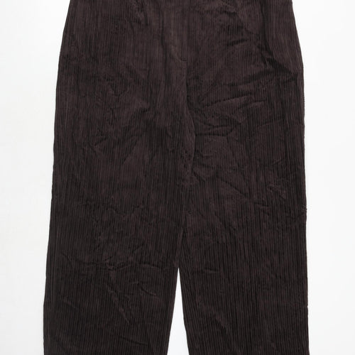 Marks and Spencer Womens Brown Cotton Cropped Trousers Size 20 Regular Zip