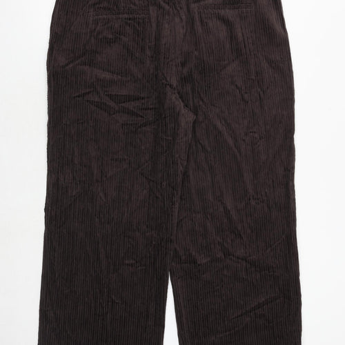 Marks and Spencer Womens Brown Cotton Cropped Trousers Size 20 Regular Zip