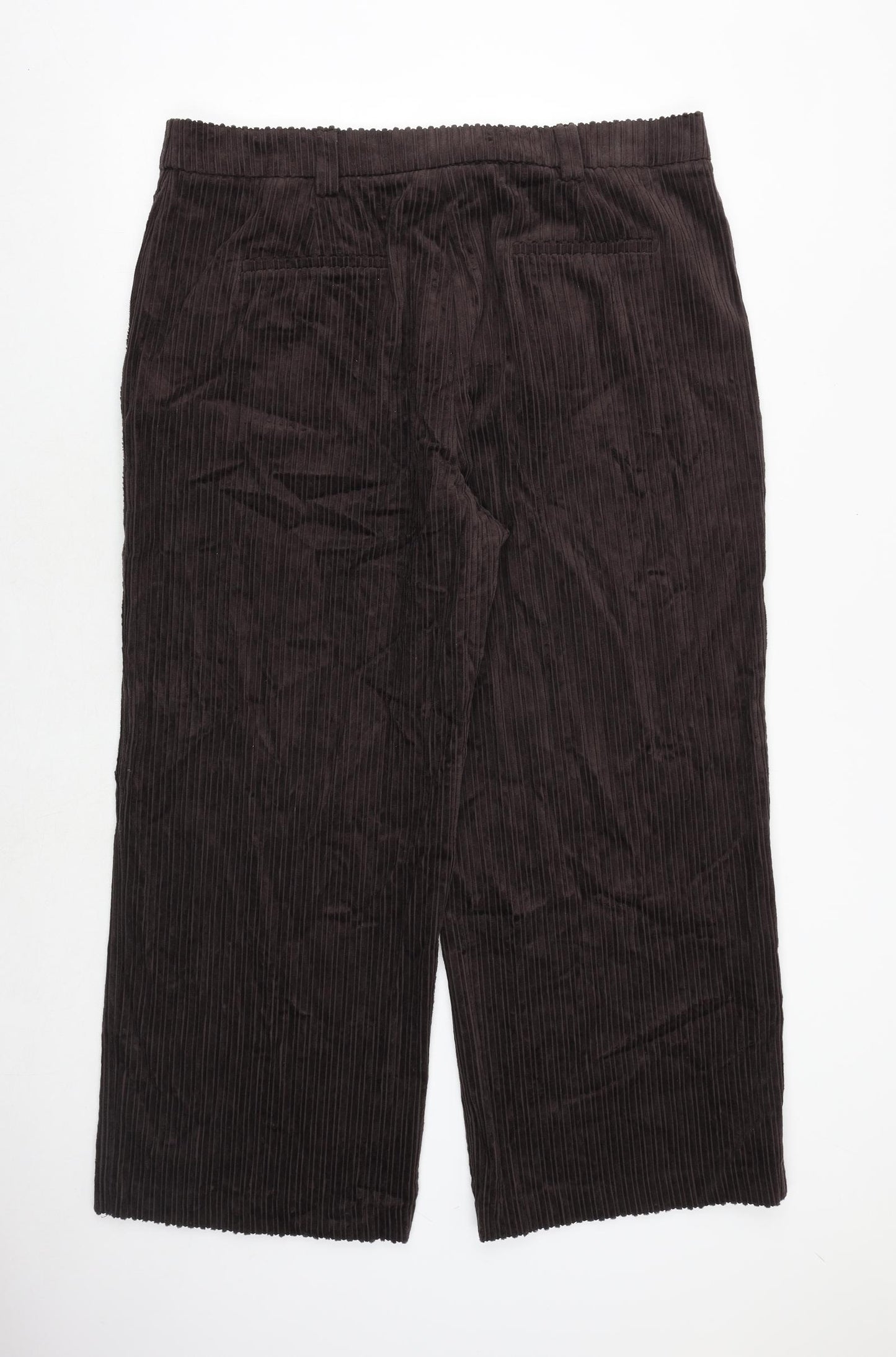 Marks and Spencer Womens Brown Cotton Cropped Trousers Size 20 Regular Zip