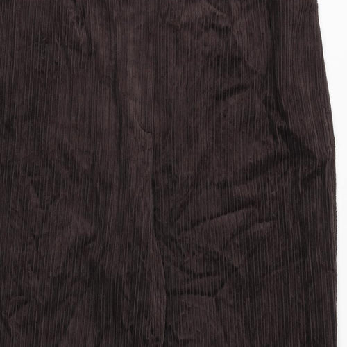 Marks and Spencer Womens Brown Cotton Cropped Trousers Size 20 Regular Zip