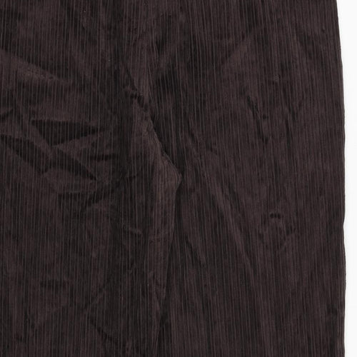 Marks and Spencer Womens Brown Cotton Cropped Trousers Size 20 Regular Zip