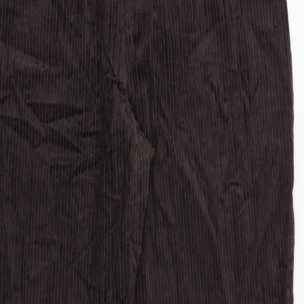 Marks and Spencer Womens Brown Cotton Cropped Trousers Size 20 Regular Zip