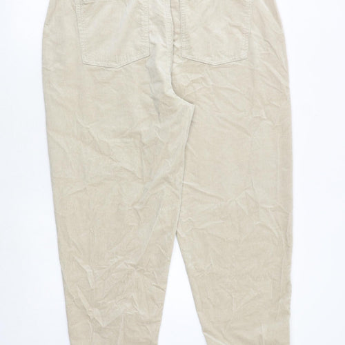 Marks and Spencer Womens Beige Cotton Trousers Size 18 Regular Zip