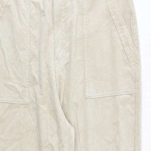 Marks and Spencer Womens Beige Cotton Trousers Size 18 Regular Zip