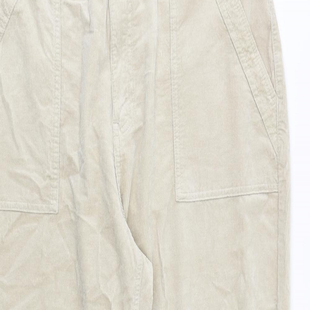 Marks and Spencer Womens Beige Cotton Trousers Size 18 Regular Zip