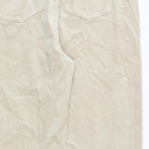 Marks and Spencer Womens Beige Cotton Trousers Size 18 Regular Zip
