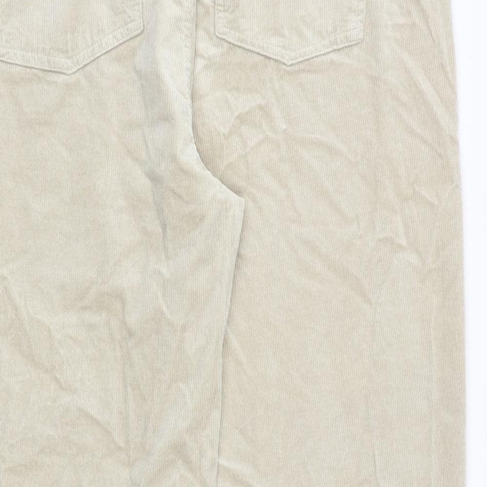 Marks and Spencer Womens Beige Cotton Trousers Size 18 Regular Zip